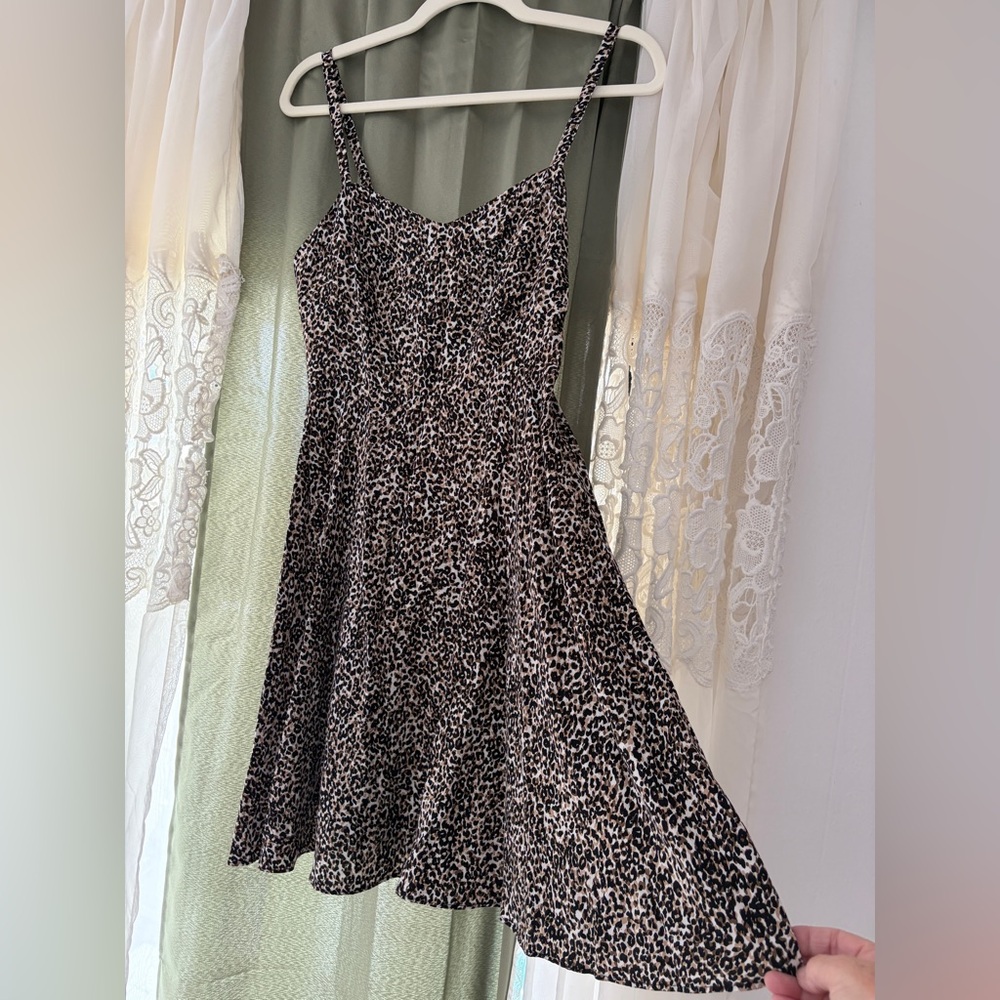 Old Navy Cami Mini Dress Size M Animal Print Smocked Back Fit And Flare Sexy